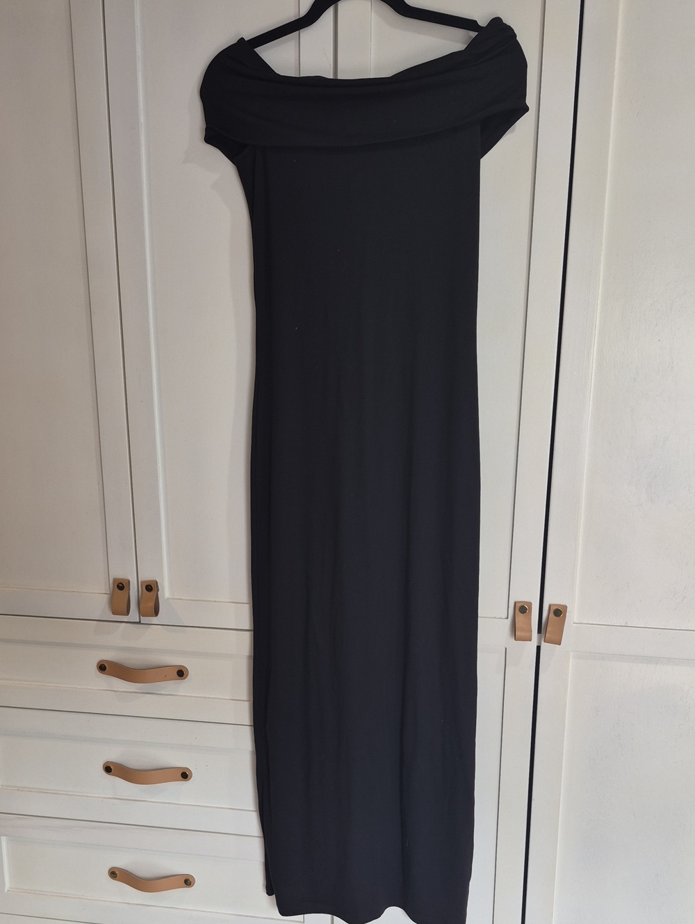 Quince Black Strapless Fold-Over Maxi Dress